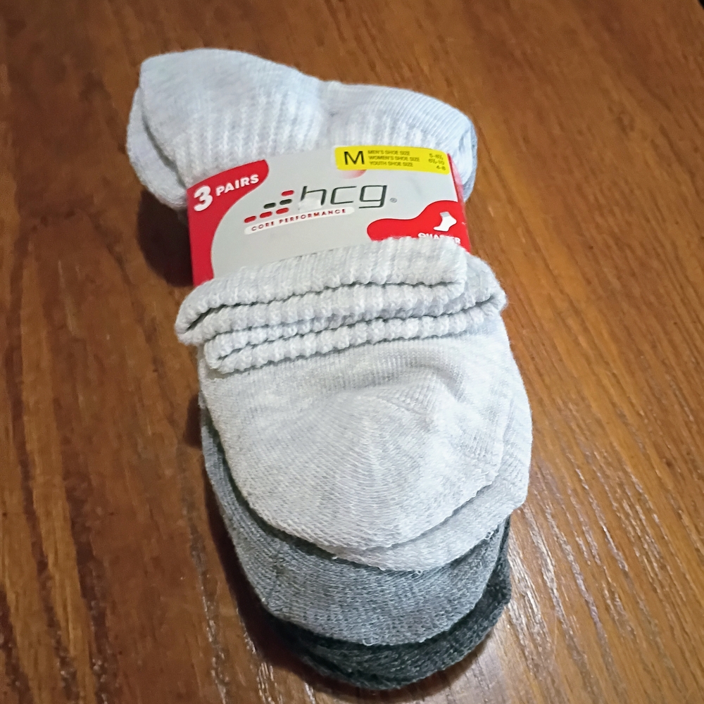 BCG Gray and Green Athletic Socks - 3 Pack